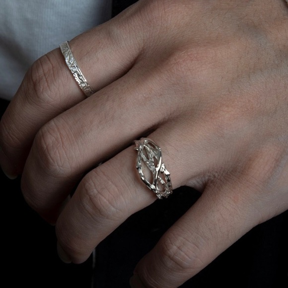 Irregular silver ring net ring multi layer ring sterling silver ring - Picture 2 of 7